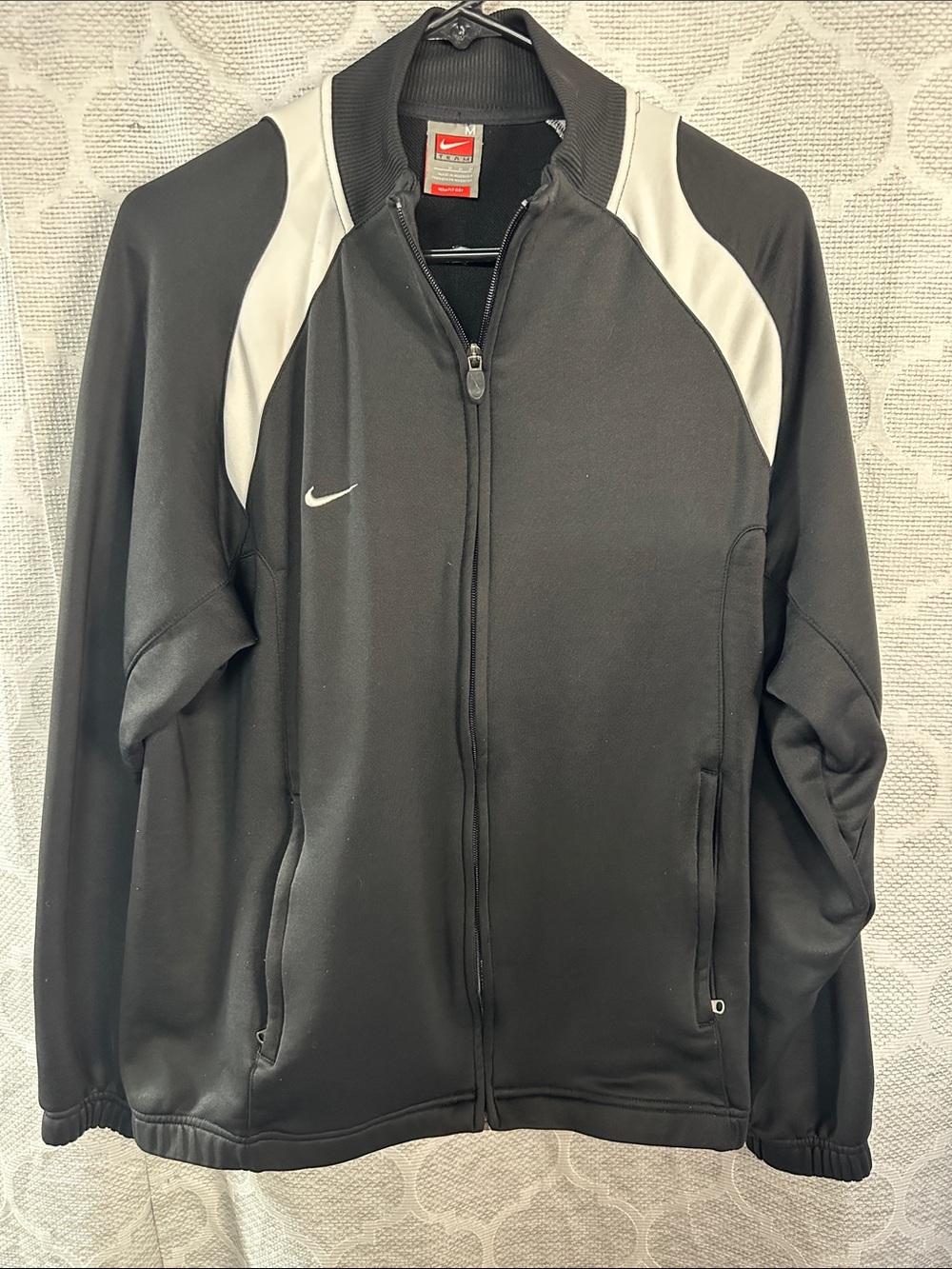 Nike Dri-FIT Full Zip Track Jacket Black White Panel Swoosh Men's Size Medium